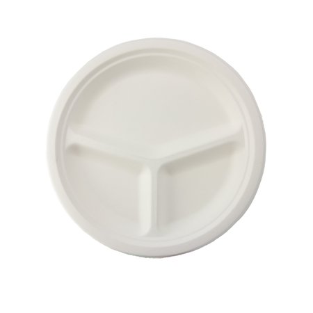 STALK MARKET 9 in. 3-Compartment Round Plate, 500PK P012